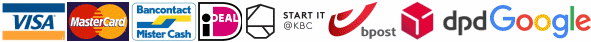 Visa, Mastercard, Bancontact, iDeal, KBC Start-IT, bPost, DPD, Powered by Google